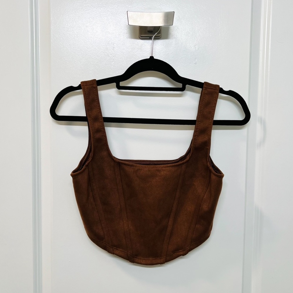 Brown Corset Crop Top